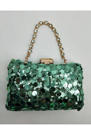 Fancy sequin clutch Green