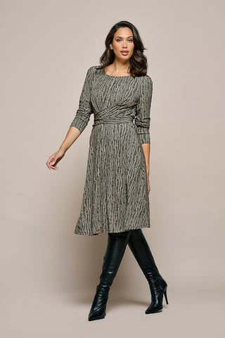 Maddie print dress Zwart / Taupe