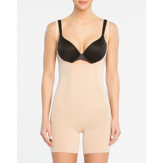 Mid thigh bodysuit soft nude