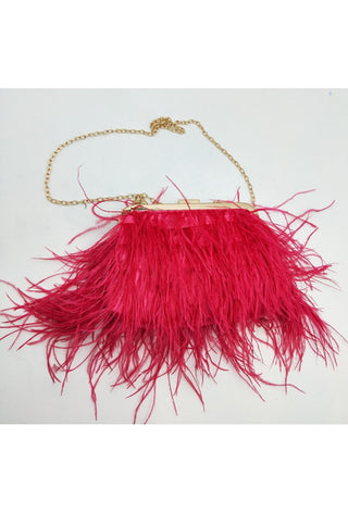 Ostrich feather clutch Fuchsia