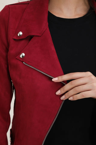 Suedine X biker jacket Burgundy