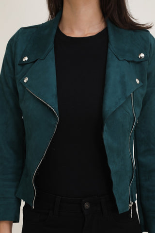 Suedine X biker jacket Petrol