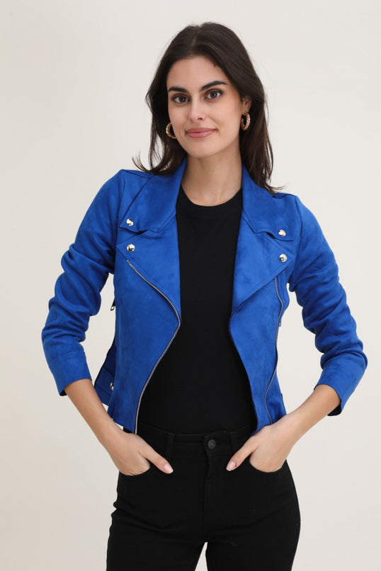 Suedine X biker jacket Royal Blue