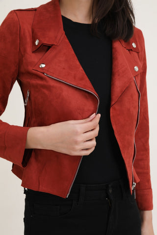 Suedine X biker jacket Rust