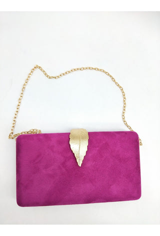 Velvet flow clutch Fuchsia