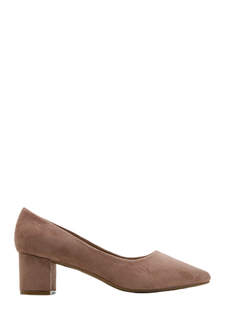 Block suede pump