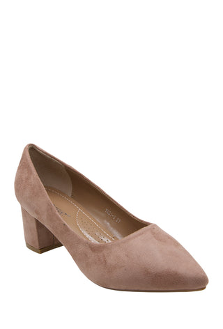 Block suede pump