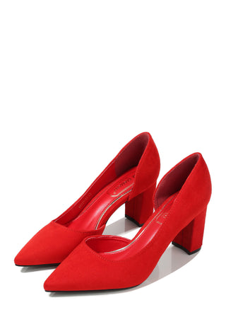 Dresses Boutique - Suedine block hak - Schoenen - 36 / Red - Dresses Boutique jurkenwinkel Sittard